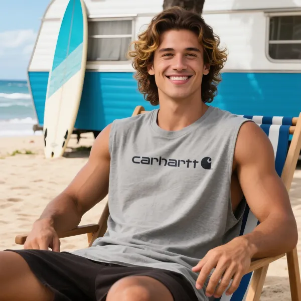Unisex Outdoor Casual Loose Round Neck Cotton Sleeveless T-shirt Printed Top - Ootdyouth.com 
