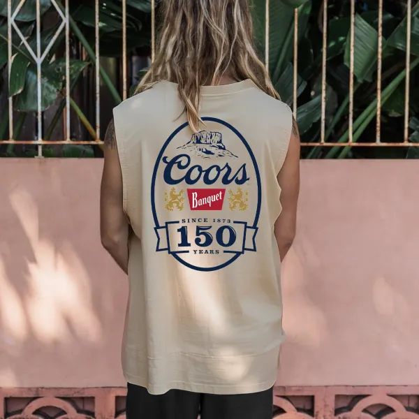 Mens Beach Vintage Commemorative Anniversary Graphic Tank Top - Ootdyouth.com 
