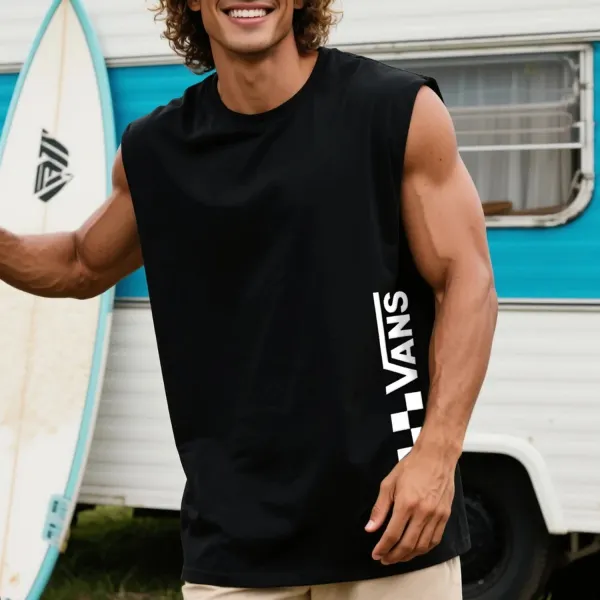 Unisex Outdoor Casual Loose Cotton Sleeveless T-shirt Surfing Printed Vest - Ootdyouth.com 