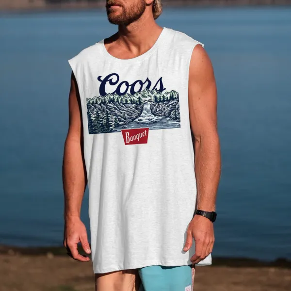 Vintage Landscape Resort Wine Brand Vest - Ootdyouth.com 