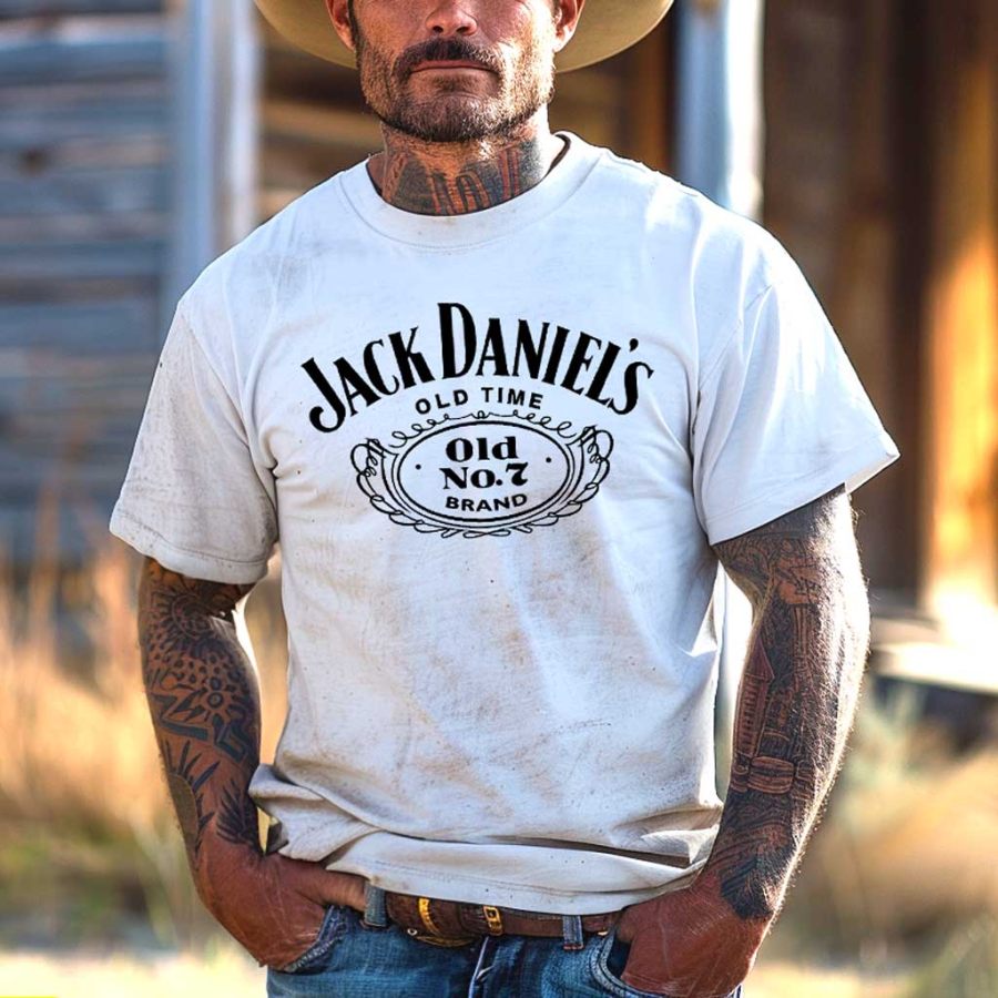

Men's Vintage Western Cowboy Old No 7 Brand Rodeo Graphic Print Short Sleeve Round Neck T-Shirt