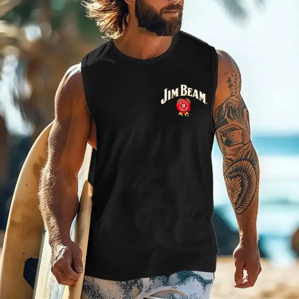 Men's Vintage Since 1795 Surfing Graphic Print Round Neck Sleeveless Muscle Tank Top - Wayrates.com 