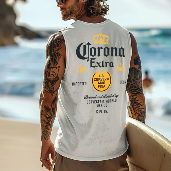 Men's Vintage Surfing Oversized Street Style Print Tank Top - Ootdyouth.com 