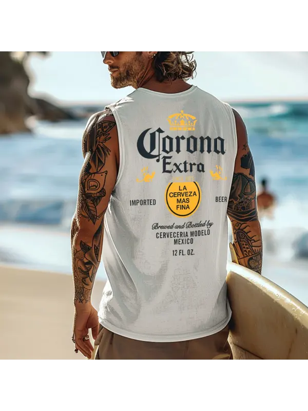 Men's Vintage Surfing Oversized Street Style Print Tank Top - Aptkoi.com 
