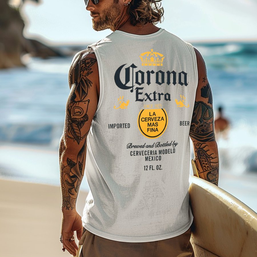 

Men's Vintage Surfing Oversized Street Style Print Tank Top