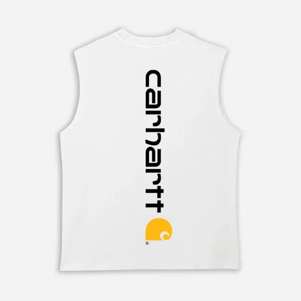 Men's Casual Beach Vertical Logo Print Tank Top - Ootdyouth.com 