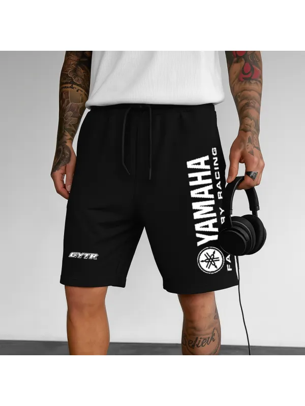 Men's Black Loose Casual Sports Racing Sweatshirt Shorts - Aptkoi.com 
