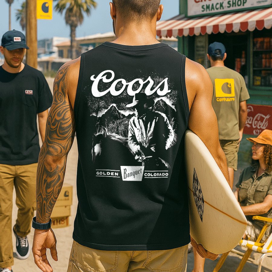 

Vintage-Inspired Graphic Tank Top For Men