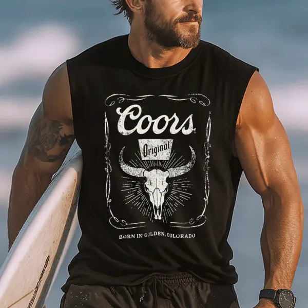 Classic Graphic Sleeveless Tee For Men - Perfect For Summer Outdoors - Ootdyouth.com 