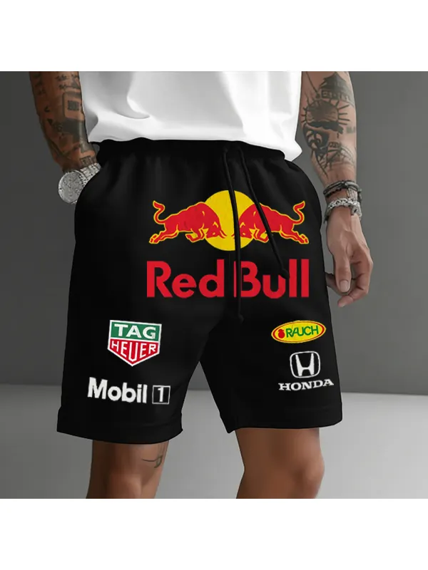 Men's Loose Casual Sports Racing Sweatshirt Shorts - Aptkoi.com 
