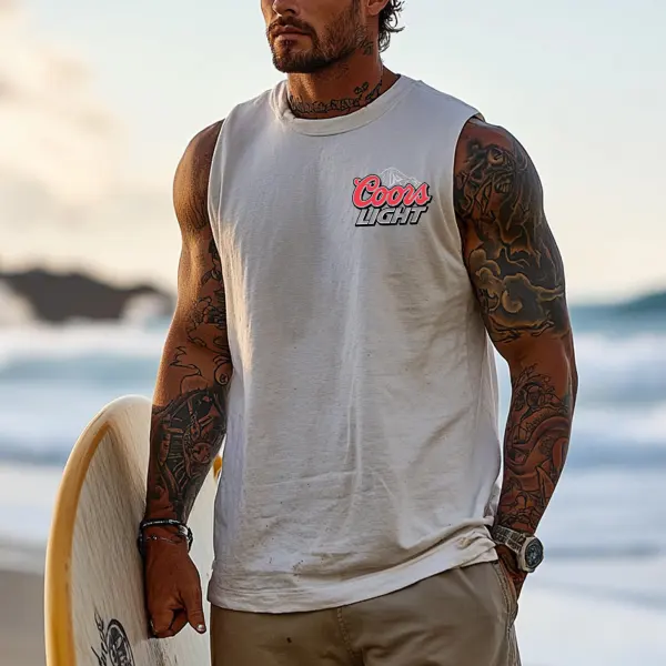 Men's Vintage Surfing Oversized Street Style Print Tank Top - Ootdyouth.com 