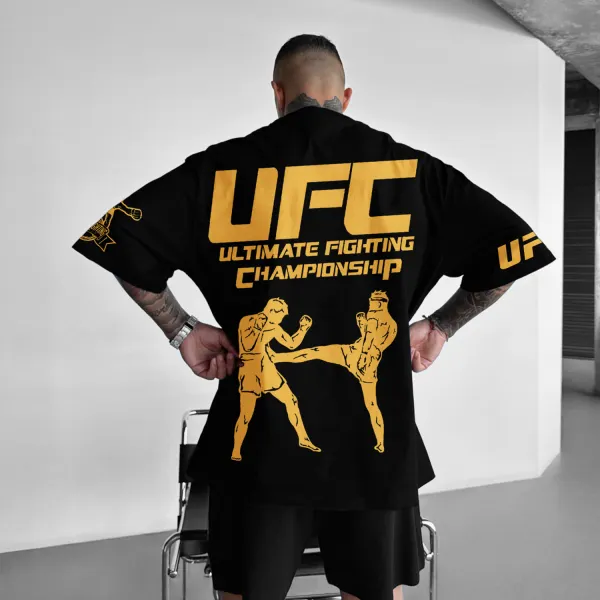 Oversized Loose Short-sleeved T-shirt Fitness Sports Ultimate Fighting Print T-shirt - Ootdyouth.com 
