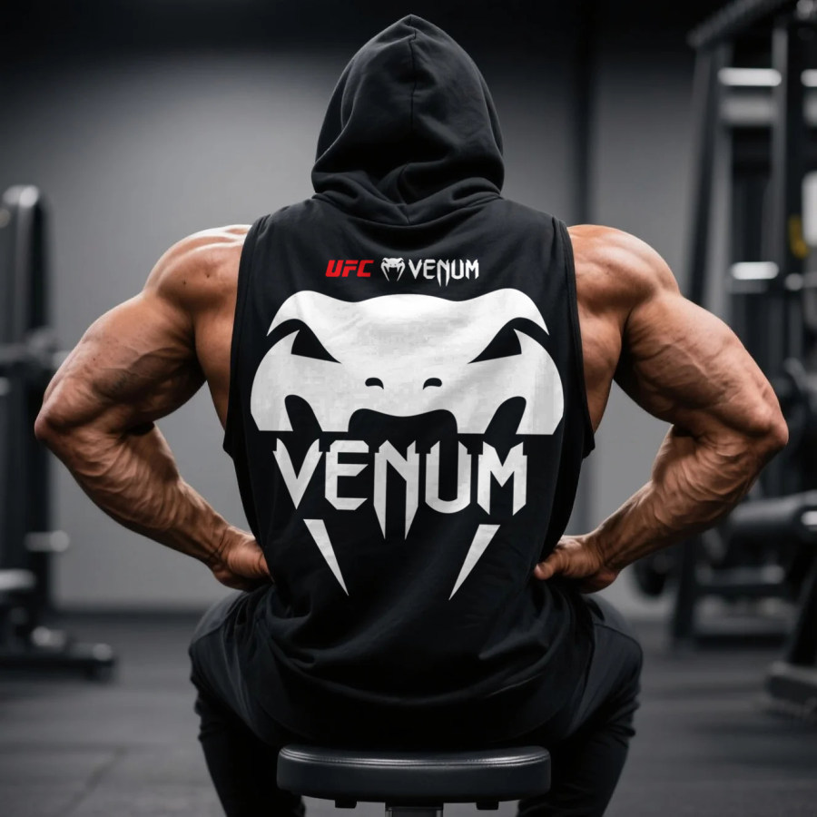 Large Loose Fit Comfortable Breathable Hooded Sleeveless Top Fitness Sports Ultimate Fighting Hooded T-shirt
