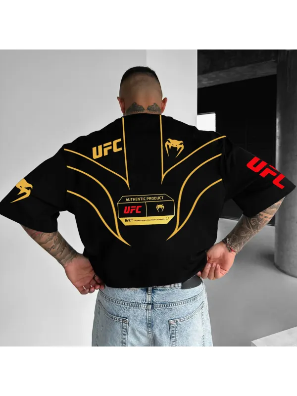 Oversized Loose Short-sleeved T-shirt Fitness Sports Ultimate Fighting Print T-shirt - Ootdmw.com 