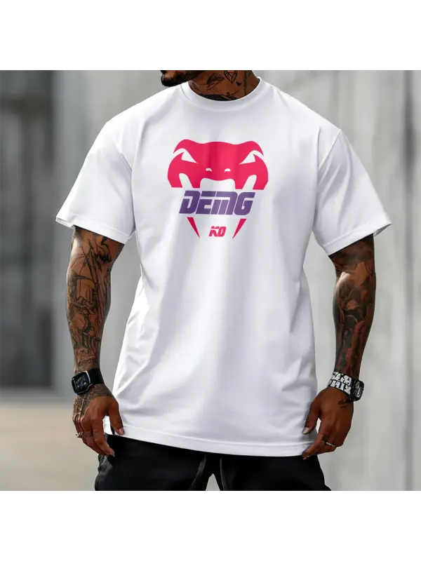 Oversized Loose Short-sleeved T-shirt Fitness Sports Ultimate Fighting Print T-shirt - Ootdmw.com 