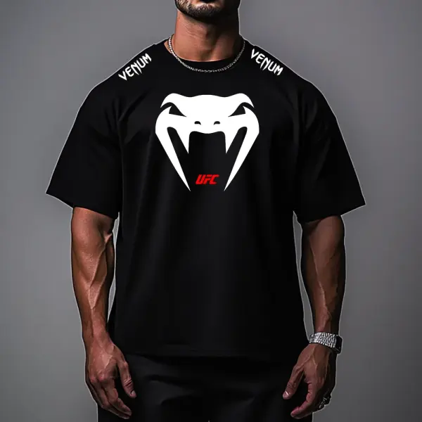 Oversized Loose Short-sleeved T-shirt Fitness Sports Ultimate Fighting Print T-shirt - Ootdyouth.com 