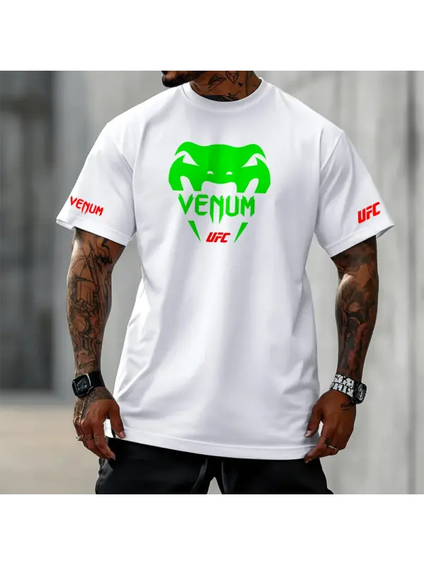 Oversized Loose Short-sleeved T-shirt Fitness Sports Ultimate Fighting Print T-shirt - Ootdmw.com 