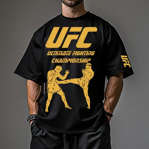 Oversized Loose Short-sleeved T-shirt Fitness Sports Ultimate Fighting Print T-shirt - Ootdyouth.com 