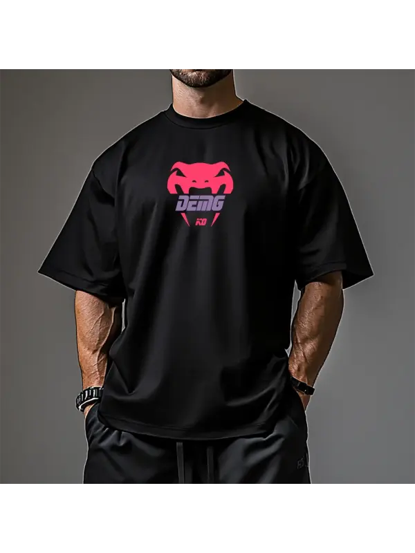 Oversized Loose Short-sleeved T-shirt Fitness Sports Ultimate Fighting Print T-shirt - Ootdmw.com 