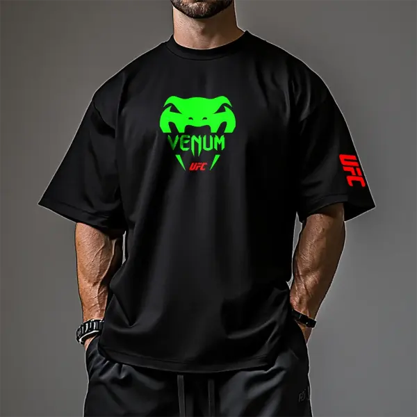 Oversized Loose Short-sleeved T-shirt Fitness Sports Ultimate Fighting Print T-shirt - Ootdyouth.com 