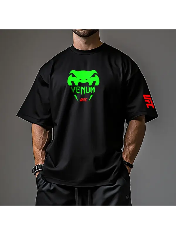 Oversized Loose Short-sleeved T-shirt Fitness Sports Ultimate Fighting Print T-shirt - Ootdmw.com 