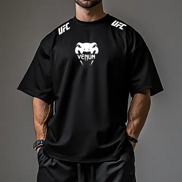Oversized Loose Short-sleeved T-shirt Fitness Sports Ultimate Fighting Print T-shirt - Ootdyouth.com 