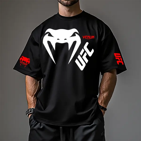 Oversized Loose Short-sleeved T-shirt Fitness Sports Ultimate Fighting Print T-shirt - Ootdyouth.com 