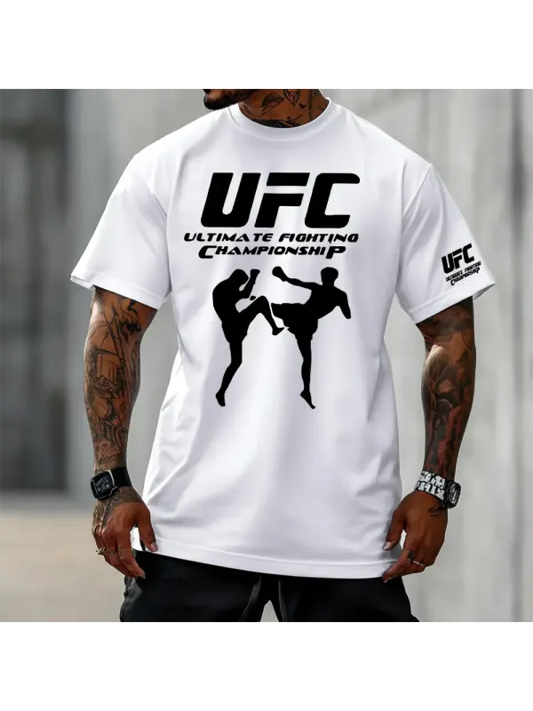 Oversized Loose Short-sleeved T-shirt Fitness Sports Ultimate Fighting Print T-shirt - Ootdmw.com 