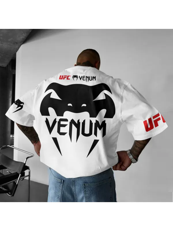 Oversized Loose Short-sleeved T-shirt Fitness Sports Ultimate Fighting Print T-shirt - Ootdmw.com 