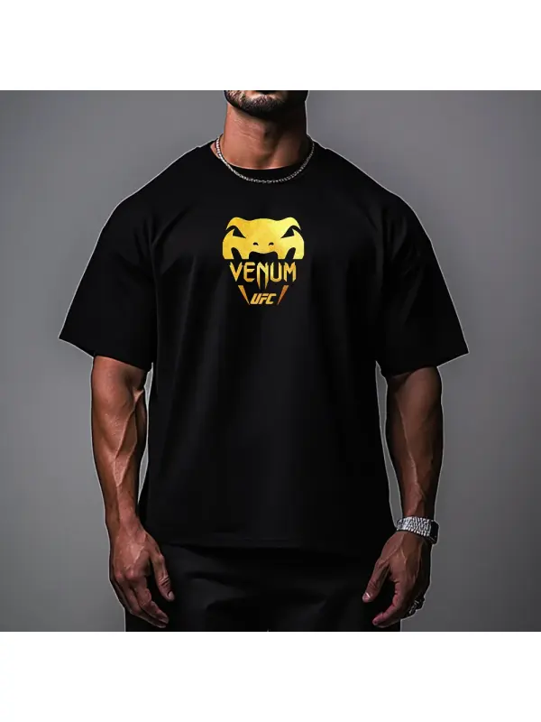Oversized Loose Short-sleeved T-shirt Fitness Sports Ultimate Fighting Print T-shirt - Ootdmw.com 