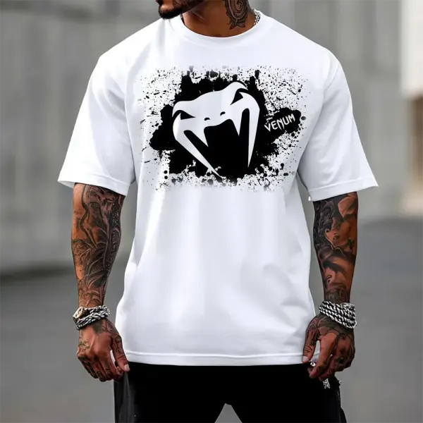 Oversized Loose Short-sleeved T-shirt Fitness Sports Ultimate Fighting Print T-shirt - Ootdyouth.com 