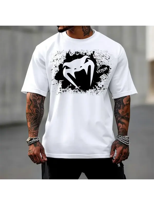 Oversized Loose Short-sleeved T-shirt Fitness Sports Ultimate Fighting Print T-shirt - Ootdmw.com 