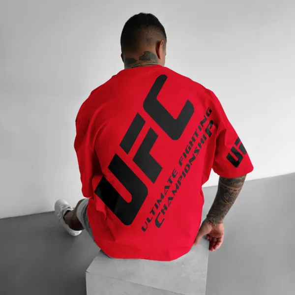 Oversized Loose Short-sleeved T-shirt Fitness Sports Ultimate Fighting Print T-shirt - Ootdyouth.com 