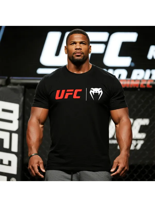 Oversized Loose Short-sleeved T-shirt Fitness Sports Ultimate Fighting Print T-shirt - Ootdmw.com 