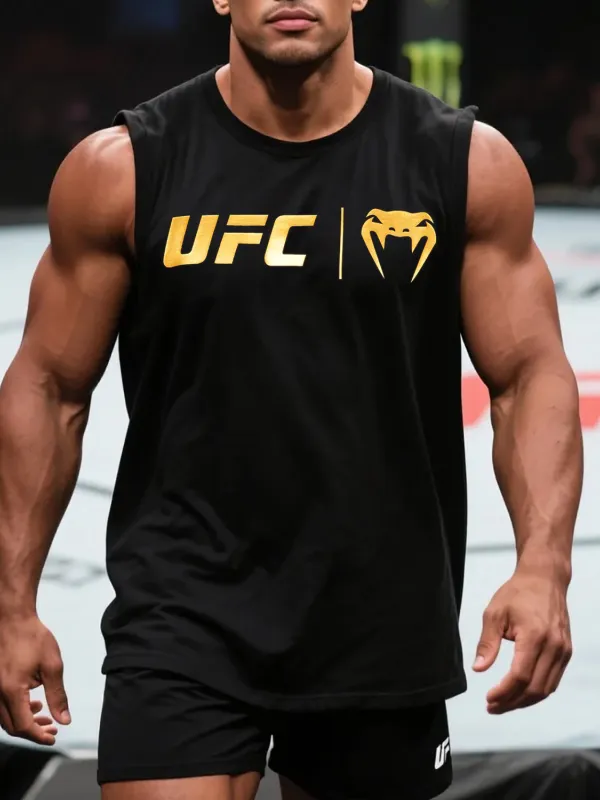Oversized Loose And Comfortable Breathable Vest Fitness Sports Ultimate Fighting Print Sleeveless T-shirt - Pragmaace.com 