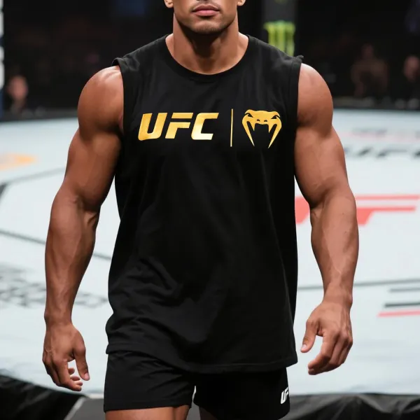 Oversized Loose And Comfortable Breathable Vest Fitness Sports Ultimate Fighting Print Sleeveless T-shirt - Ootdyouth.com 