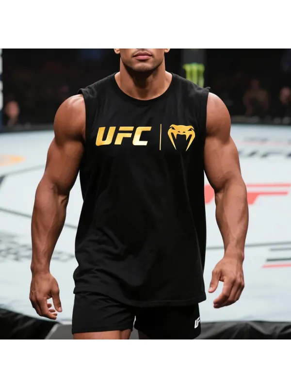Oversized Loose And Comfortable Breathable Vest Fitness Sports Ultimate Fighting Print Sleeveless T-shirt - Aptkoi.com 