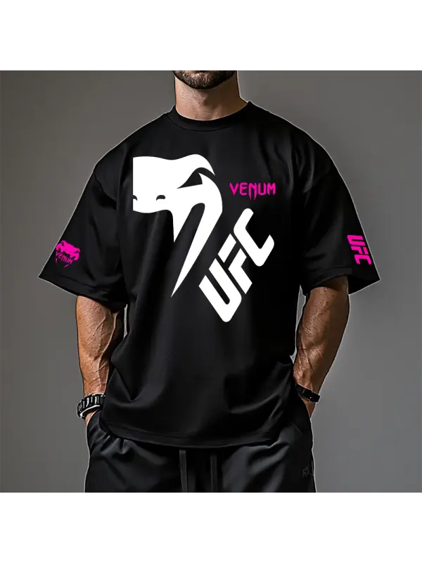 Oversized Loose Short-sleeved T-shirt Fitness Sports Ultimate Fighting Print T-shirt - Ootdmw.com 