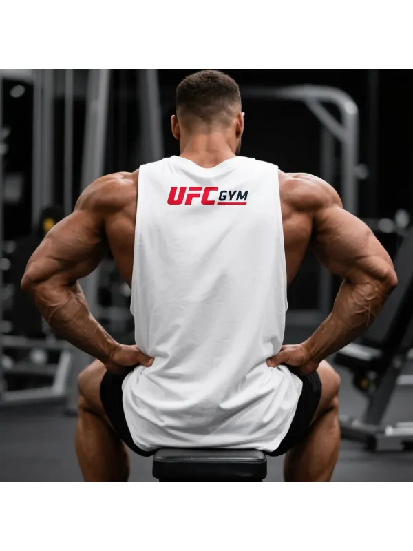 Oversized Loose And Comfortable Breathable Vest Fitness Sports Ultimate Fighting Print Sleeveless T-shirt - Ootdmw.com 