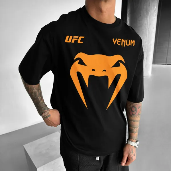 Oversized Loose Short-sleeved T-shirt Fitness Sports Ultimate Fighting Print T-shirt - Ootdyouth.com 