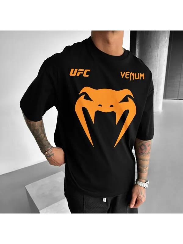 Oversized Loose Short-sleeved T-shirt Fitness Sports Ultimate Fighting Print T-shirt - Ootdmw.com 