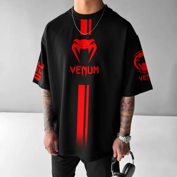 Oversized Loose Short-sleeved T-shirt Fitness Sports Ultimate Fighting Print T-shirt - Ootdyouth.com 