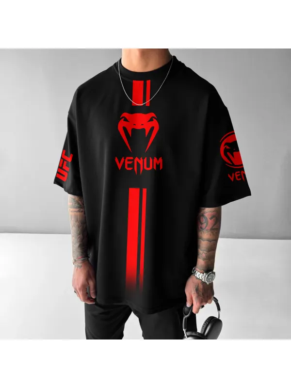Oversized Loose Short-sleeved T-shirt Fitness Sports Ultimate Fighting Print T-shirt - Ootdmw.com 