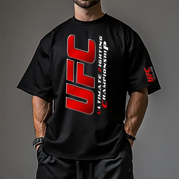 Oversized Loose Short-sleeved T-shirt Fitness Sports Ultimate Fighting Print T-shirt - Ootdyouth.com 