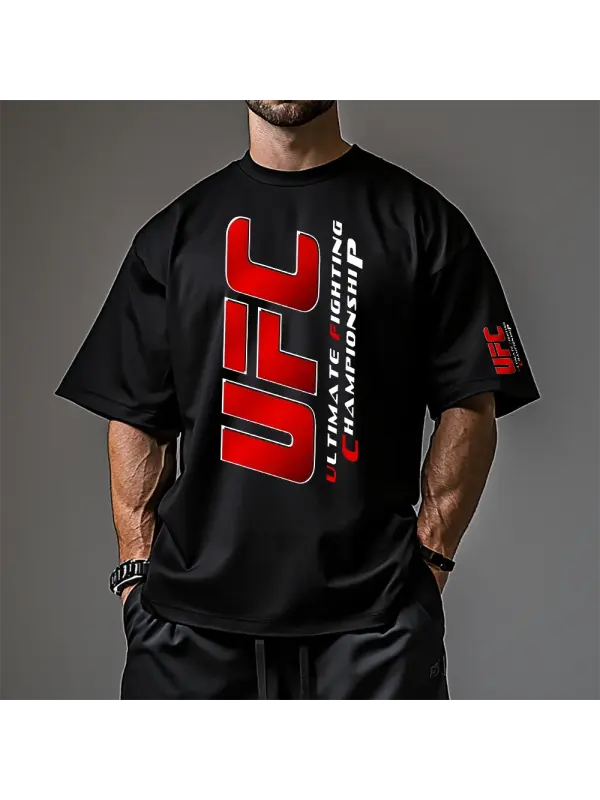 Oversized Loose Short-sleeved T-shirt Fitness Sports Ultimate Fighting Print T-shirt - Ootdmw.com 