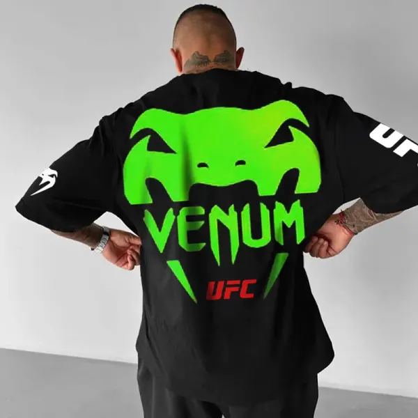 Oversized Loose Short-sleeved T-shirt Fitness Sports Ultimate Fighting Print T-shirt - Ootdyouth.com 