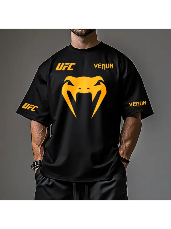 Oversized Loose Short-sleeved T-shirt Fitness Sports Ultimate Fighting Print T-shirt - Ootdmw.com 