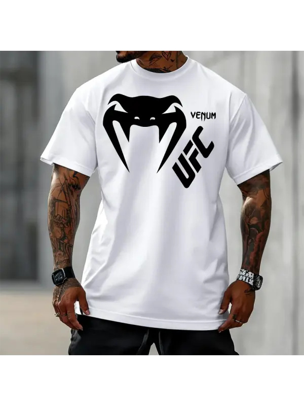 Oversized Loose Short-sleeved T-shirt Fitness Sports Ultimate Fighting Print T-shirt - Ootdmw.com 