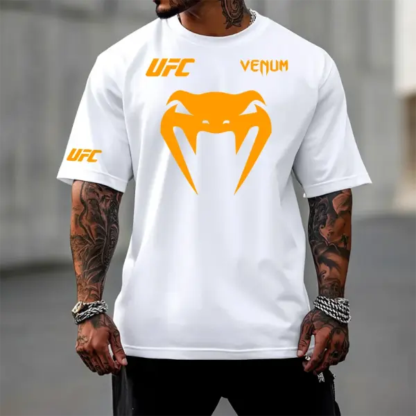 Oversized Loose Short-sleeved T-shirt Fitness Sports Ultimate Fighting Print T-shirt - Ootdyouth.com 