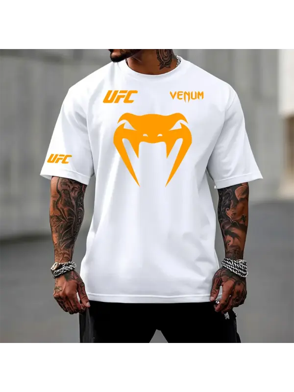 Oversized Loose Short-sleeved T-shirt Fitness Sports Ultimate Fighting Print T-shirt - Ootdmw.com 